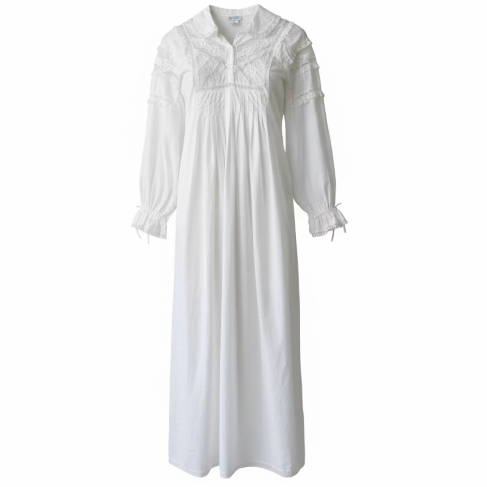 Sarah Beth White Vintage Victorian Inspired Long Sleeve Nightgown Size Small - Picture 3 of 11